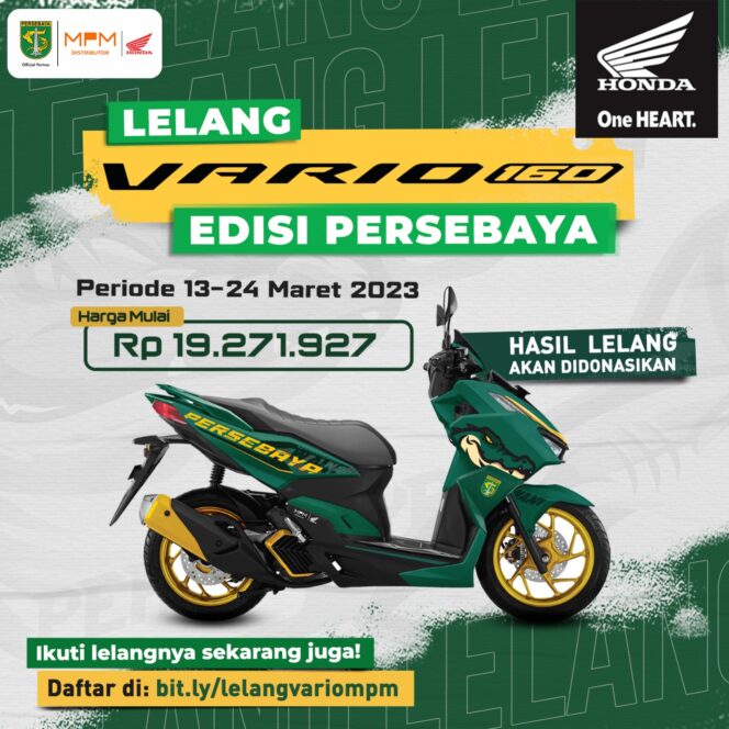 
MPM Honda Jatim Lelang Honda Vario 160 Modif Spesial Persebaya, Ini Cara dan Syarat Ikutannya