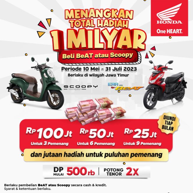 
MPM Honda Jatim Tebar Undian Berhadiah Total Rp 1 Miliar, Simak Berikut Caranya….