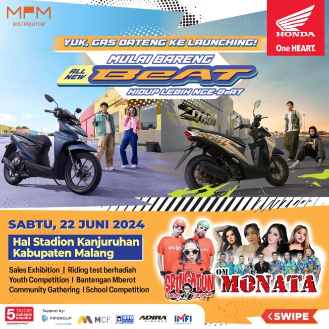 
All New Honda BeAT Bakal Dilaunching di Malang, Ada Berbagai Hiburan dan Tetsride Berhadiah