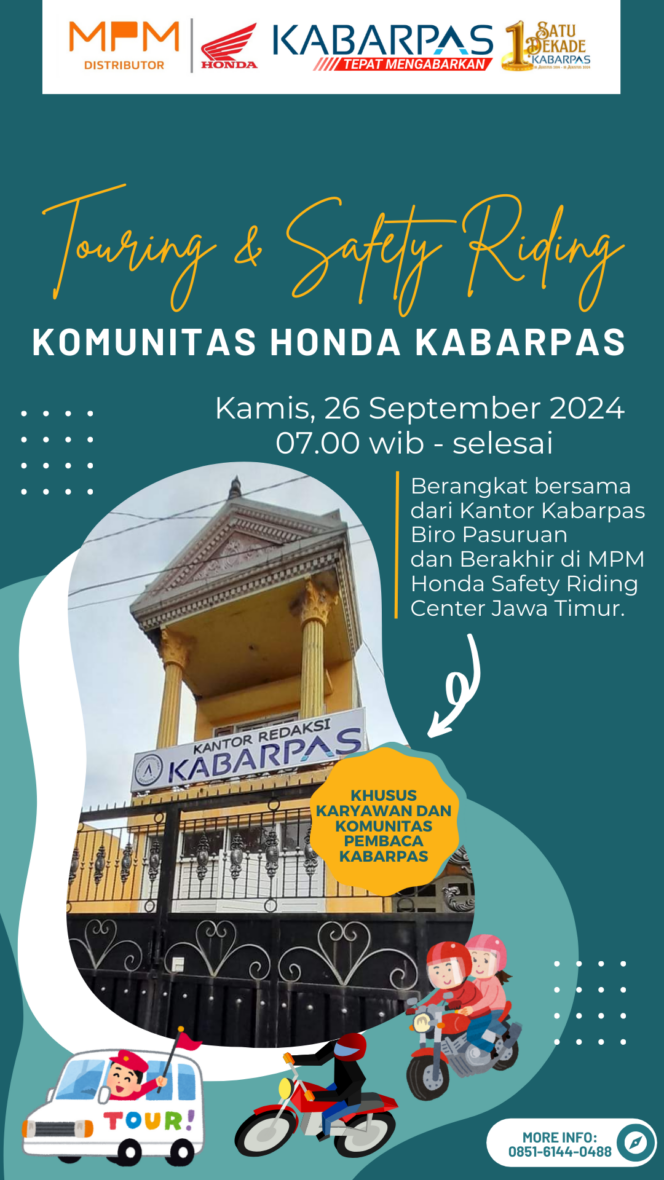 
Pagi Ini, Komunitas Honda Kabarpas Gelar Touring dan Safety Riding di Honda MPM Jatim