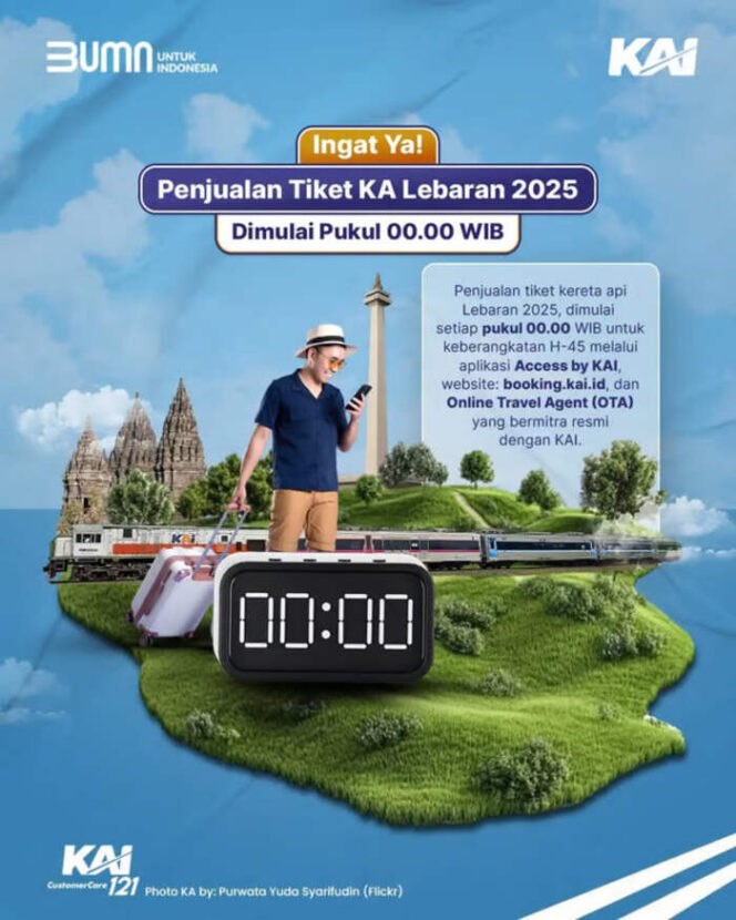 
Jangan Lupa! Tiket Kereta Api Lebaran 2025 Sudah Mulai Bisa Dipesan Setiap Pukul 00.00 WIB