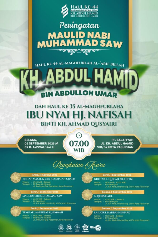 Berikut Rangkaian Acara Haul KH. Abdul Hamid Pasuruan ke-44