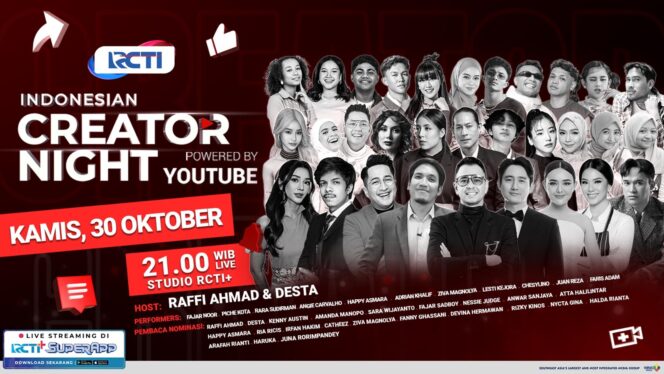 
Malam Puncak Perayaan Kreativitas dan Inspirasi Kreator Digital Tanah Air, Live dan Eksklusif di RCTI!